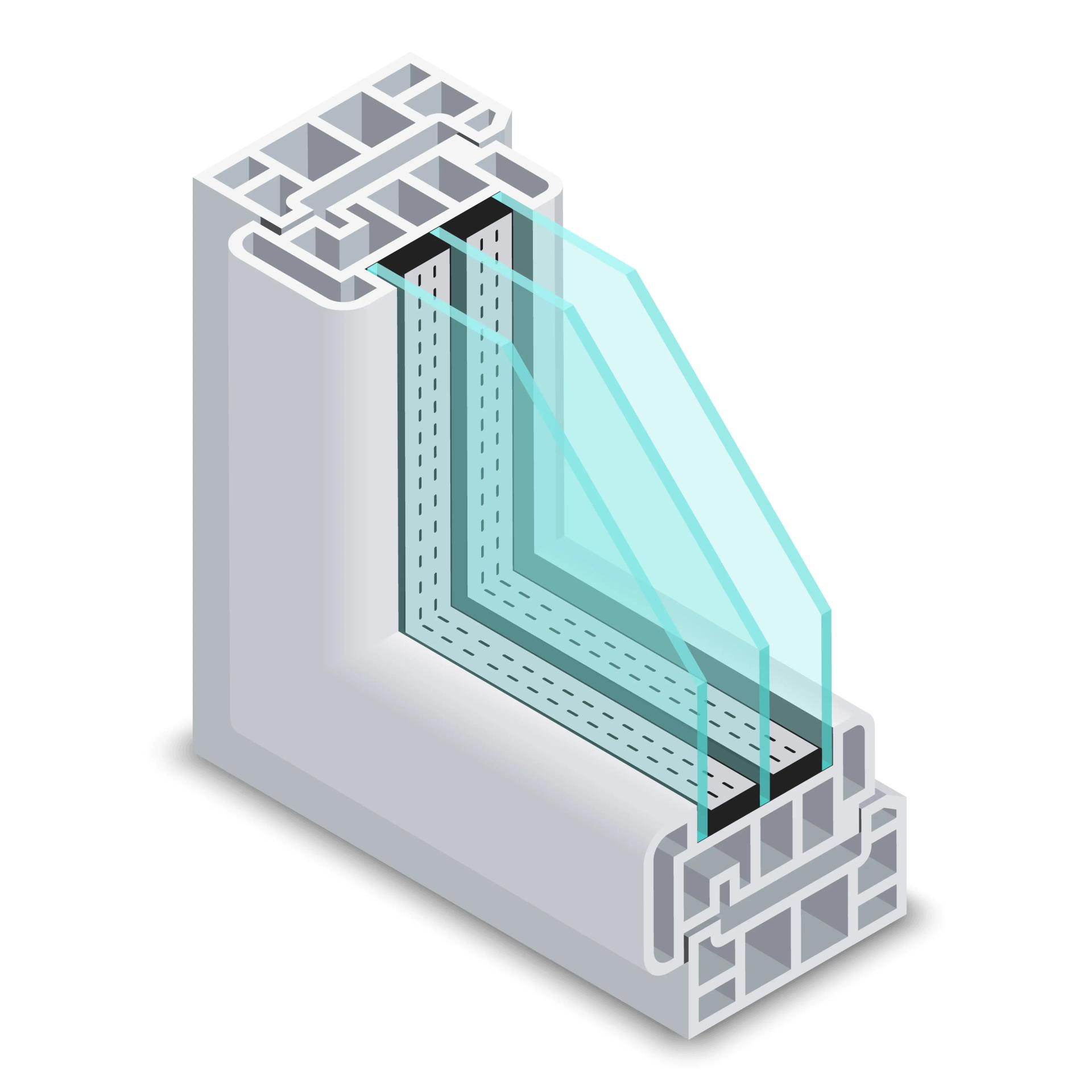 Triple glazed window.